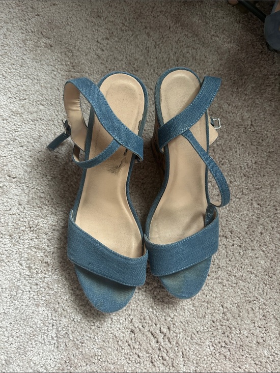 Shoes - Women’s Blue Denim Strap Sandals